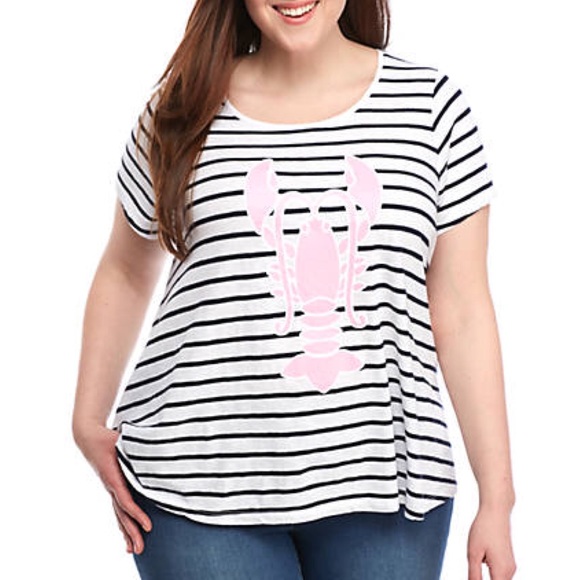 crown & ivy Tops - Crown & Ivy stripe lobster poetry short sleeve tee